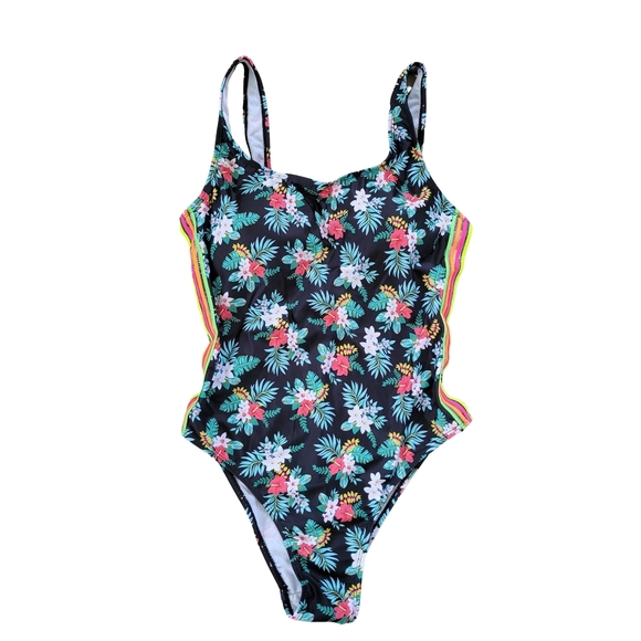 NWT Black Island tropical print One Piece Swimsuit - Picture 1 of 2